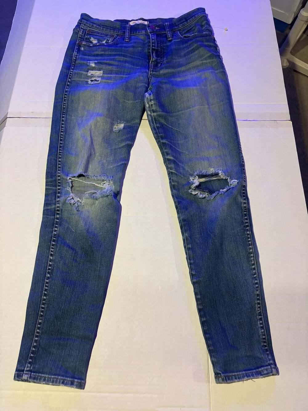 Madewell 9" High Riser Skinny Skinny Jeans Size 28 Distressed Blue Denim